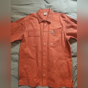 VTG RARE Air Jordan 23 Red Denim Metal Snap Up Cotton Shacket Y2K Mens Size XL